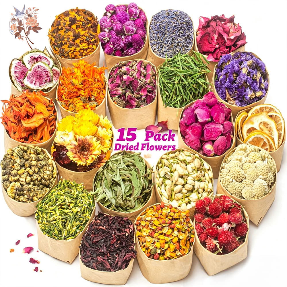 Candle Making Bath - 15 Bolsas de Flores Secas, Kit